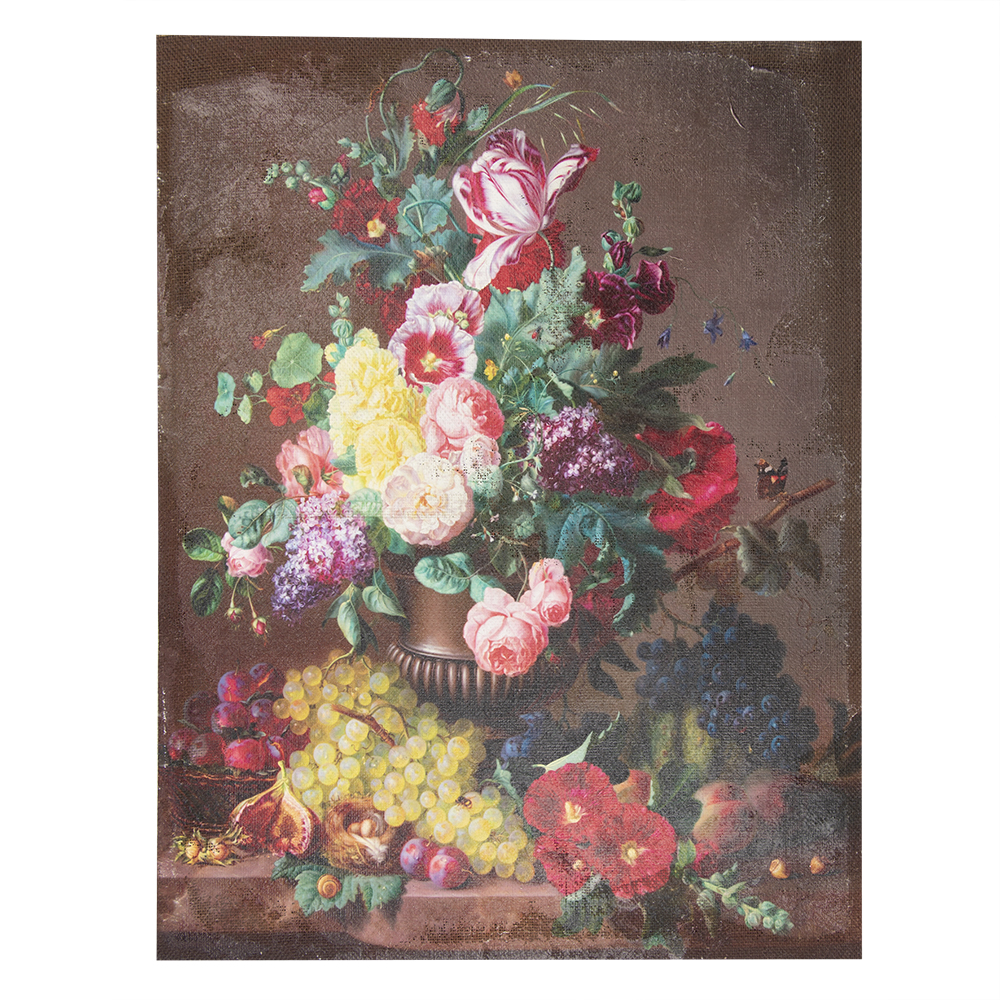 Schilderij met bloemen en fruit 60x3x80 cm