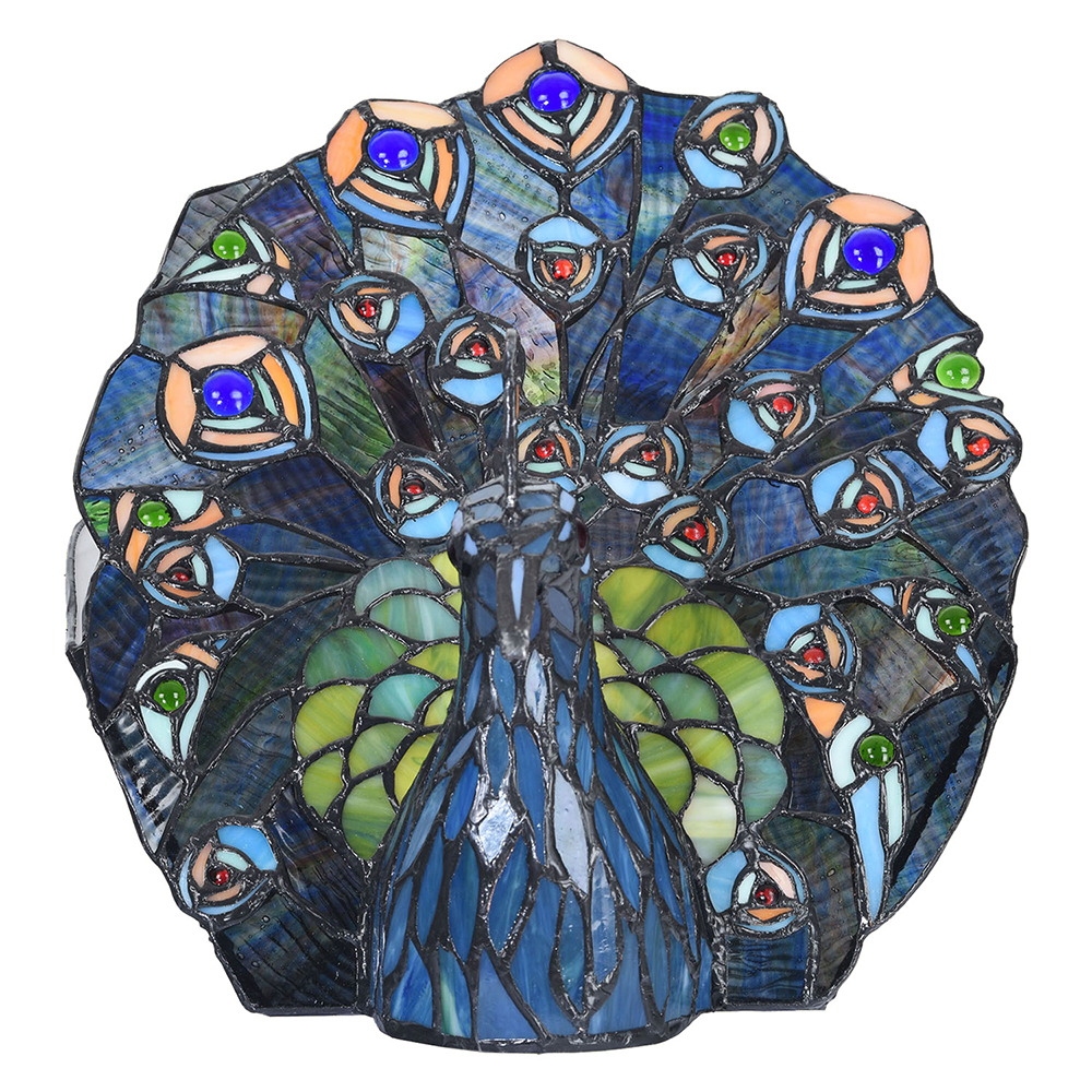 Tafellamp Tiffany pauw 32x35x30 cm E14/max 1x40W