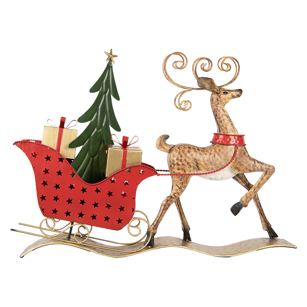 Decoratie rendier met slee 68x11x50 cm