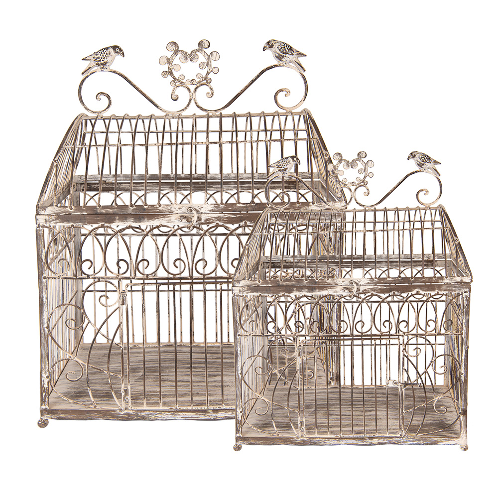 Decoratie vogelkooi (2) 43x29x56 / 35x25x41 cm