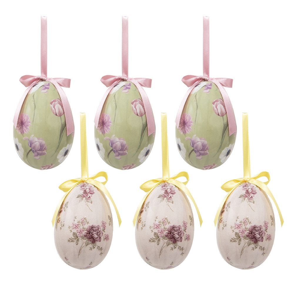 Decoratie hanger ei (set 6) Ø 7x10 cm