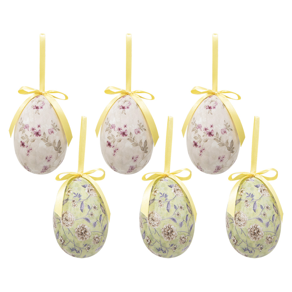 Decoratie hanger ei (set 6) Ø 7x10 cm