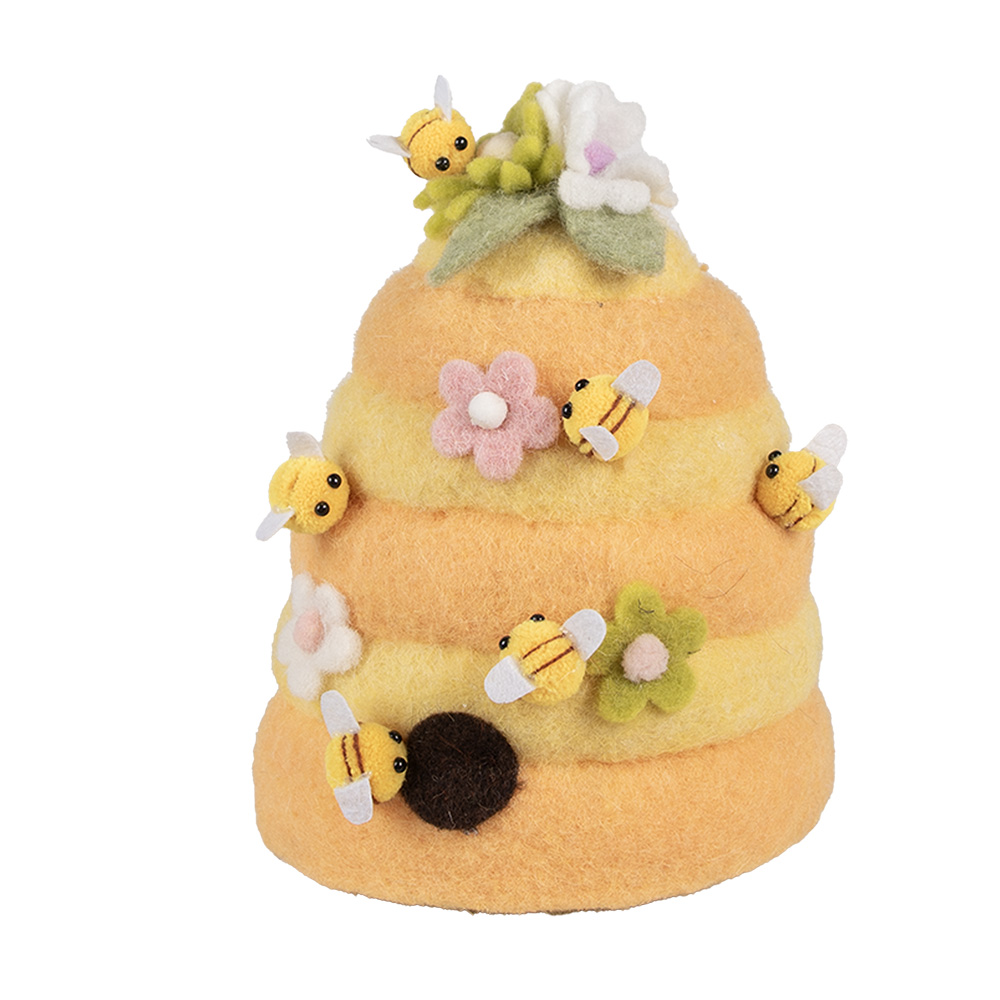 Decoratie bijenkorf met bijen Ø 16x21 cm