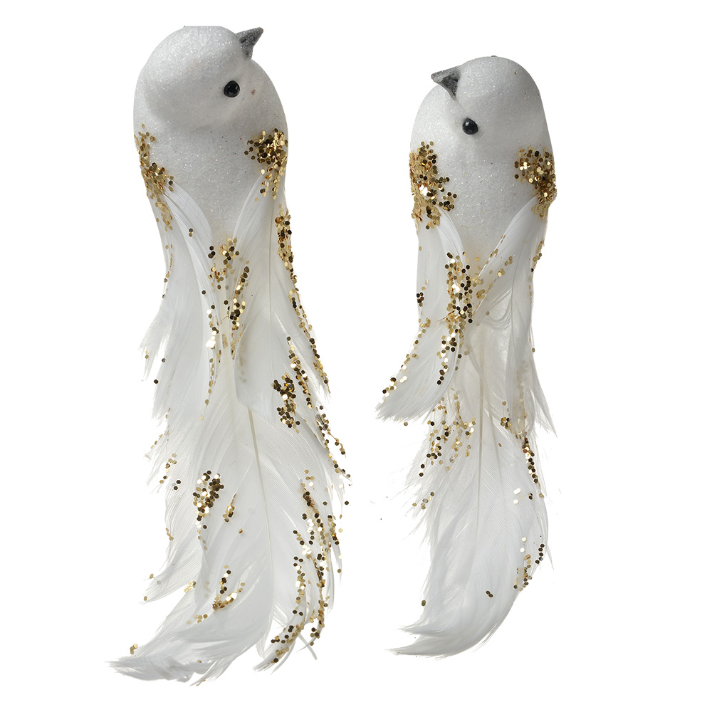 Decoratie vogel (set van 2) 15x8x5 cm