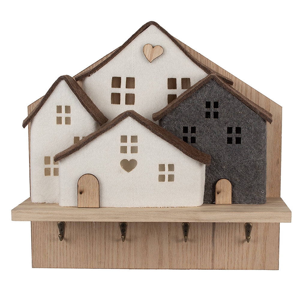 Kapstok met vilten huizen 40x13x40 cm