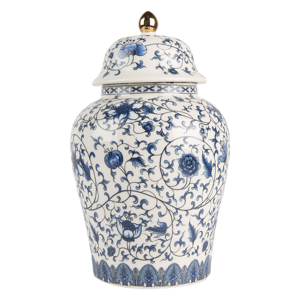 Decoratie pot met deksel Ø 12x21 cm