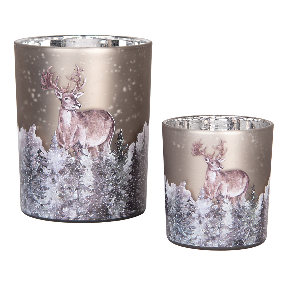 Waxinelichthouder (2) Ø 7x8 / 10x13 cm