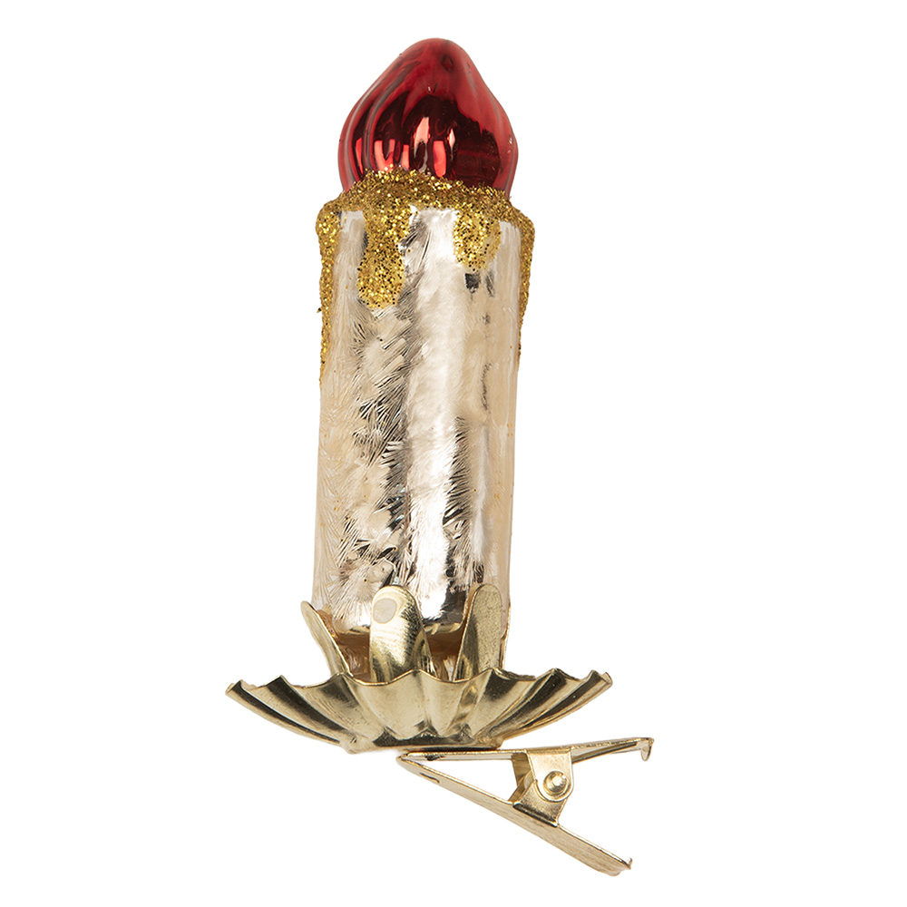 Knijper kerstornament kaars 5x4x9 cm