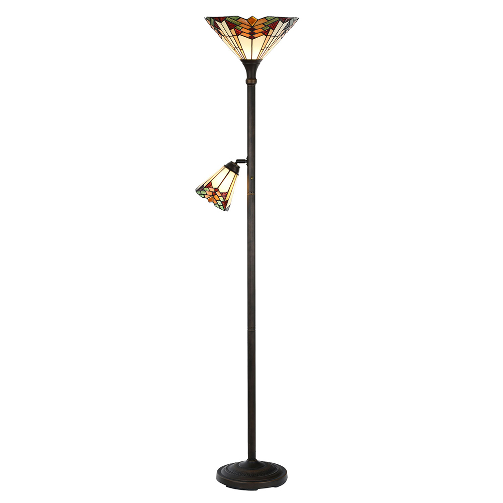 [5LL-5969] Vloerlamp Tiffany Ø 30x178 cm E27/max 1x100W E14/max 1x25W