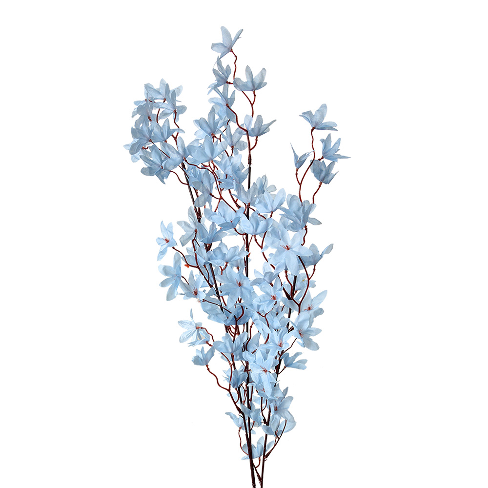 [5PL0167BL] Decoratie tak met bloemen 6x6x110 cm