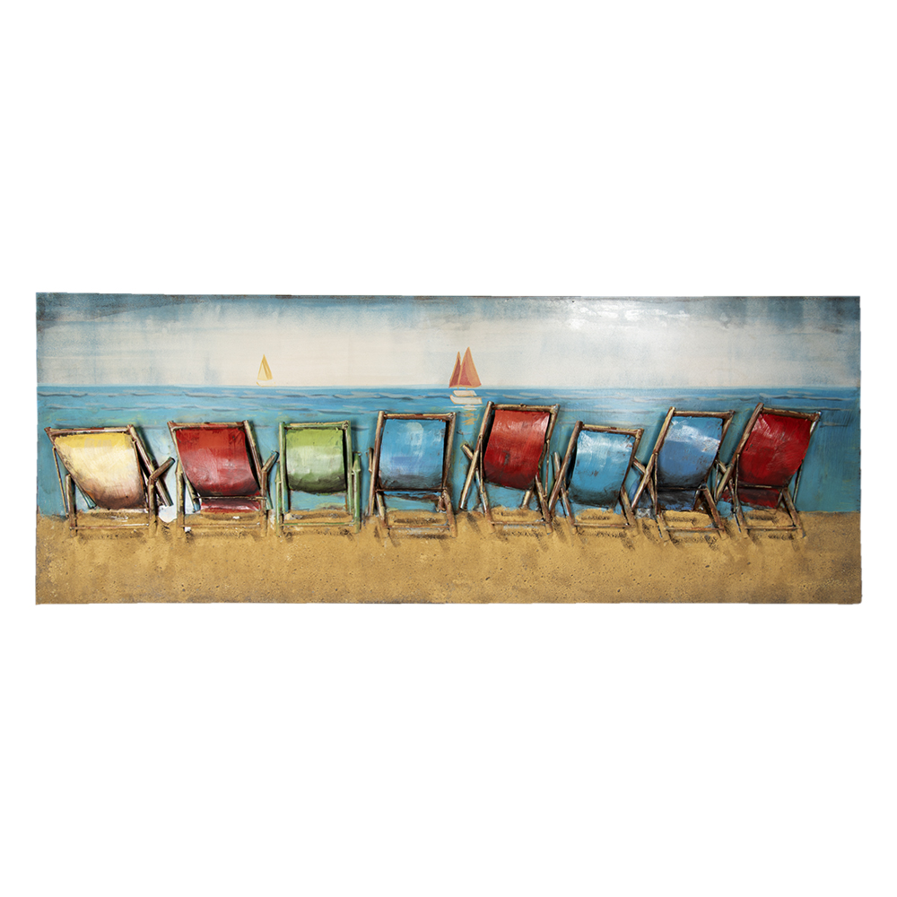 [5WA0158] Wanddecoratie strandstoelen 160x7x60 cm