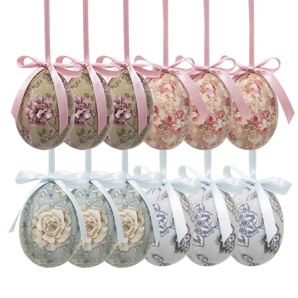 Decoratie hanger ei (set 12) Ø 4x5 cm