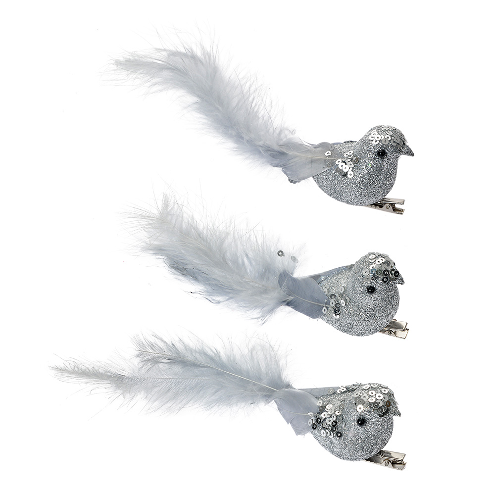 [66137] Decoratie vogel (set van 3) 12x3x4 cm
