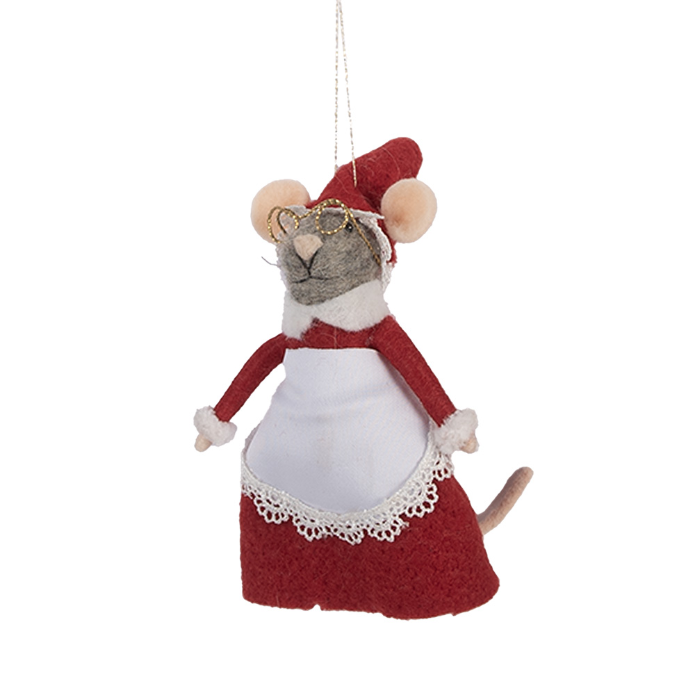 [66298] Decoratie hanger vilten muis 8x6x14 cm