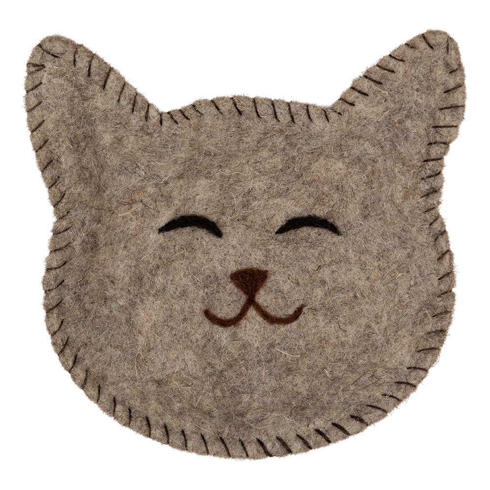 [66301] Vilten schaal kat 15x16x4 cm