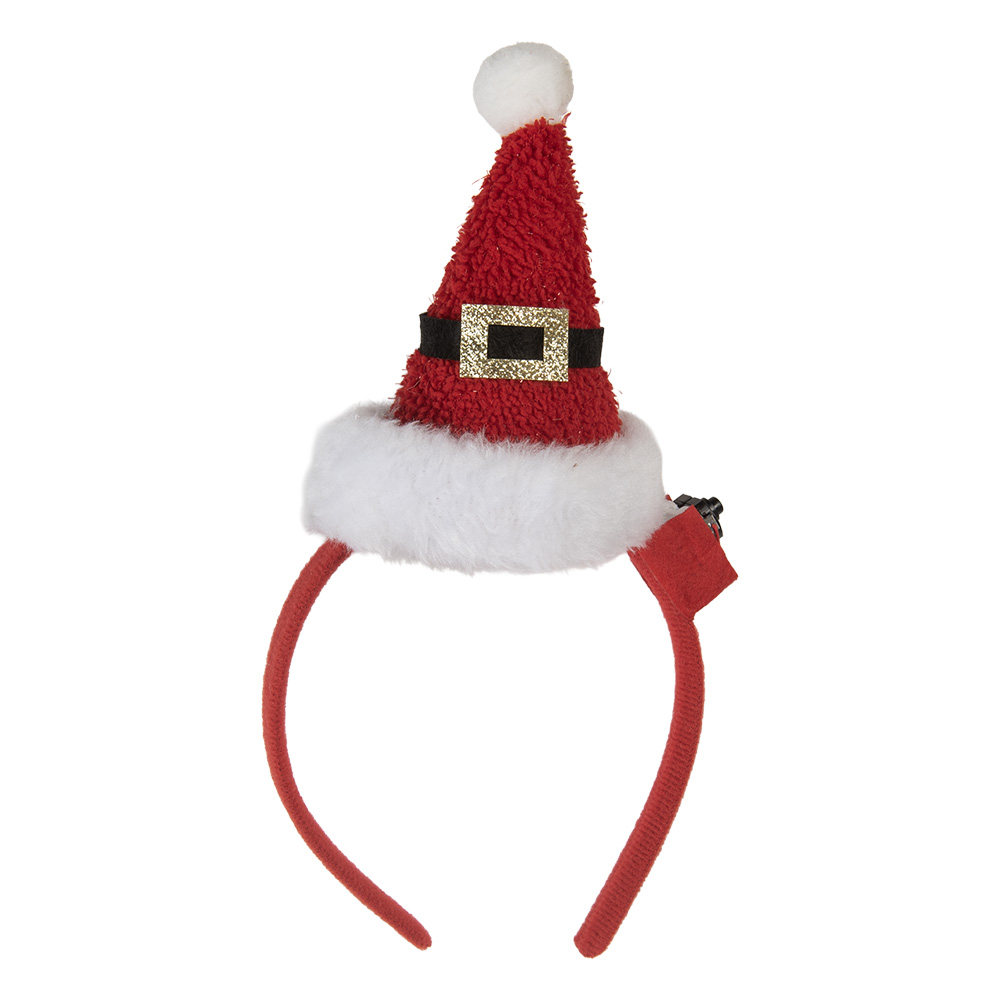 [66352] Haarband met kerstmuts met LED 12x7x27 cm