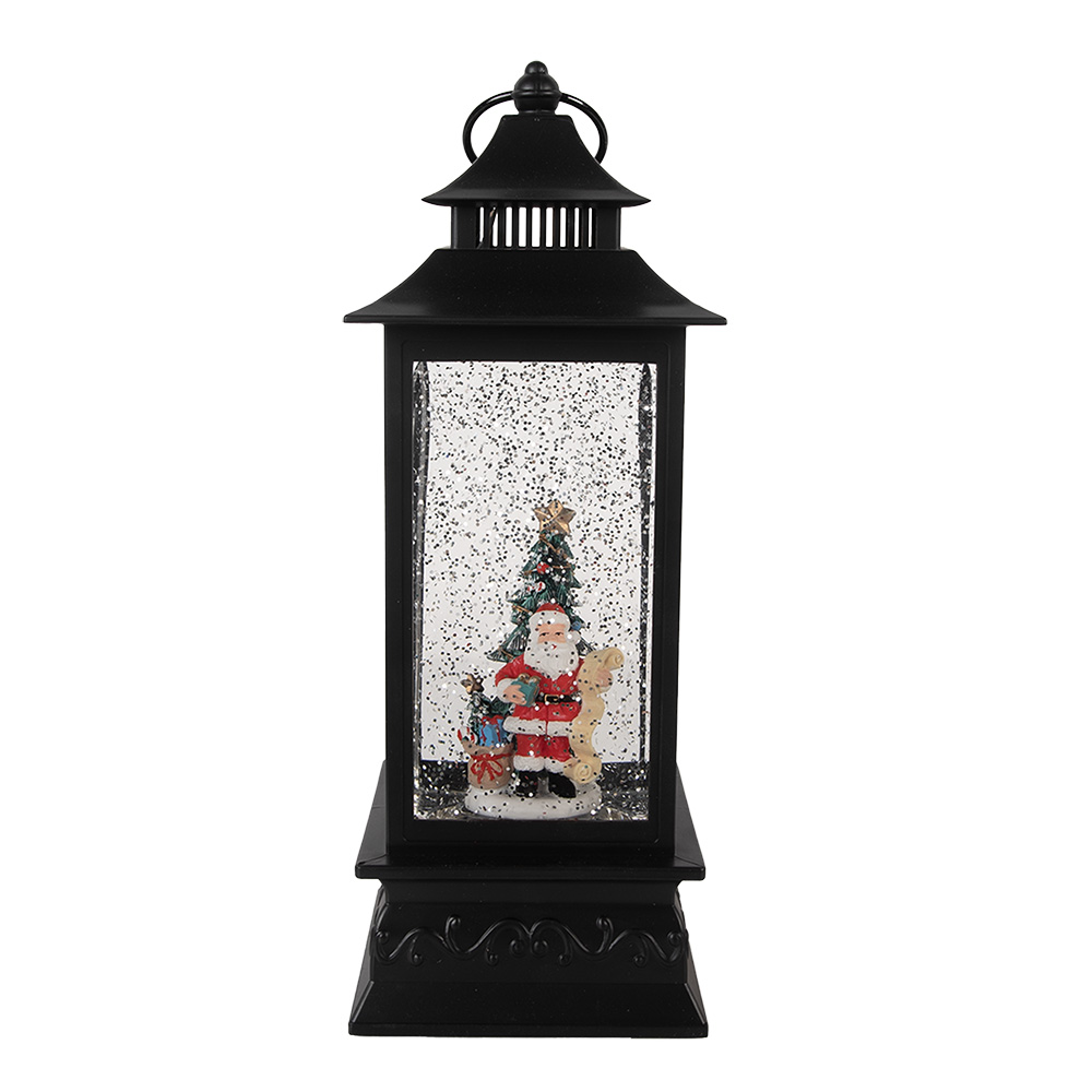 [66411] Decoratie lantaarn met kerstman 10x10x28 cm / 3xAA