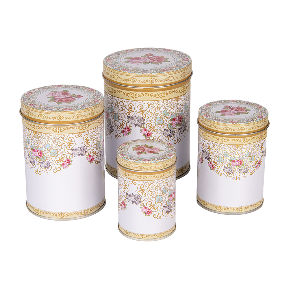 [6BL0140] Opbergdoos (4) Ø 11x14 /Ø 9x13 /Ø 8x11 /Ø 6x9 cm