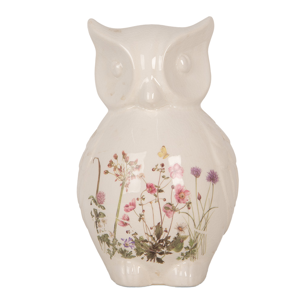 [6CE1962L] Decoratie uil 14x13x22 cm