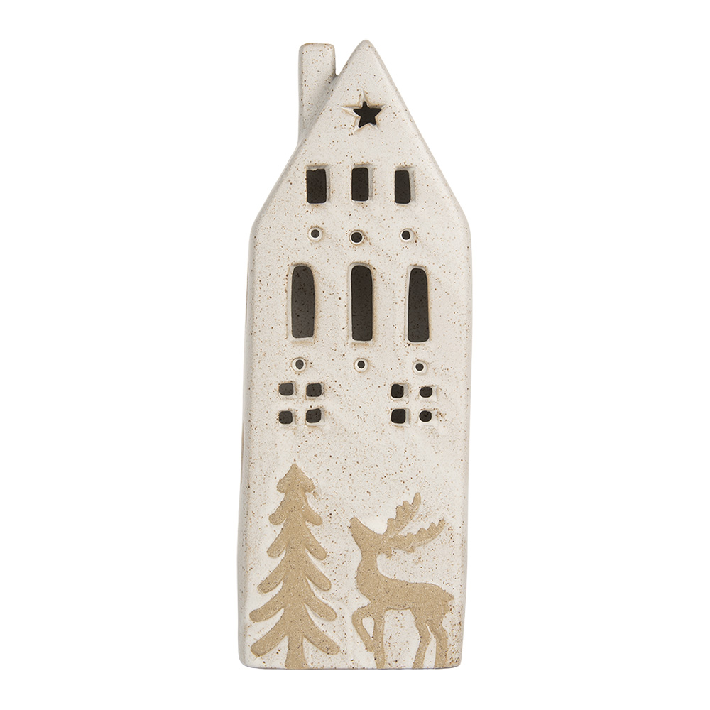 [6CE2175L] Decoratie huisje met LED 9x7x24 cm