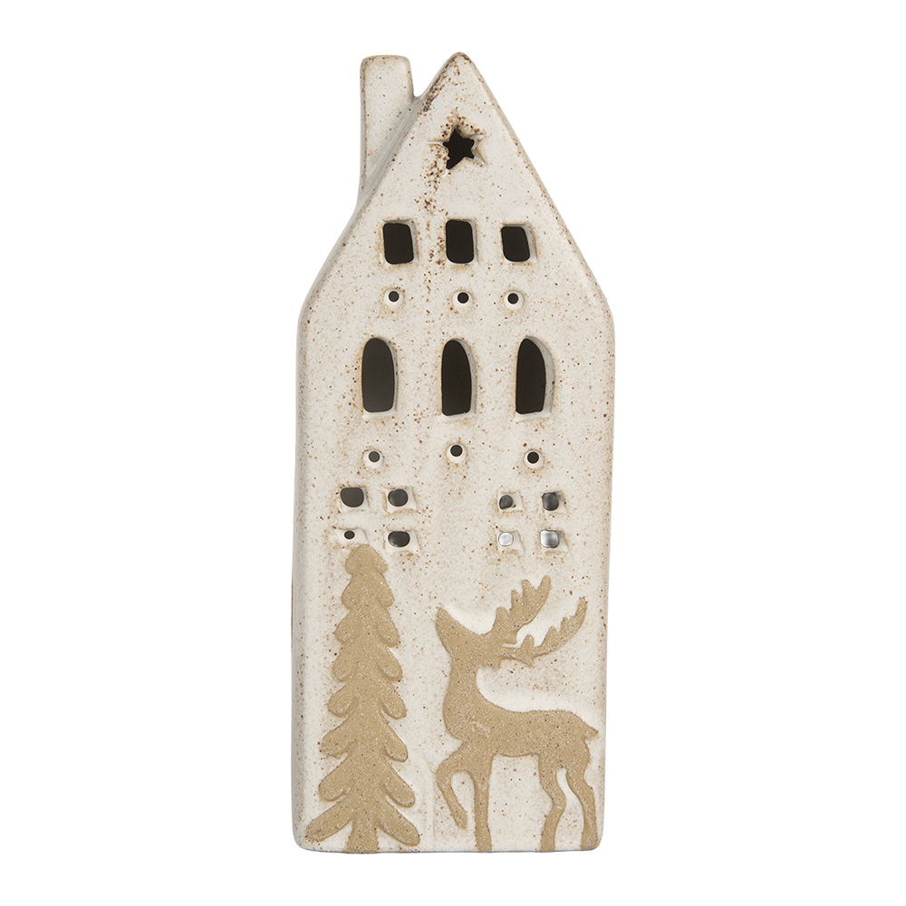 [6CE2175M] Decoratie huisje met LED 7x6x19 cm