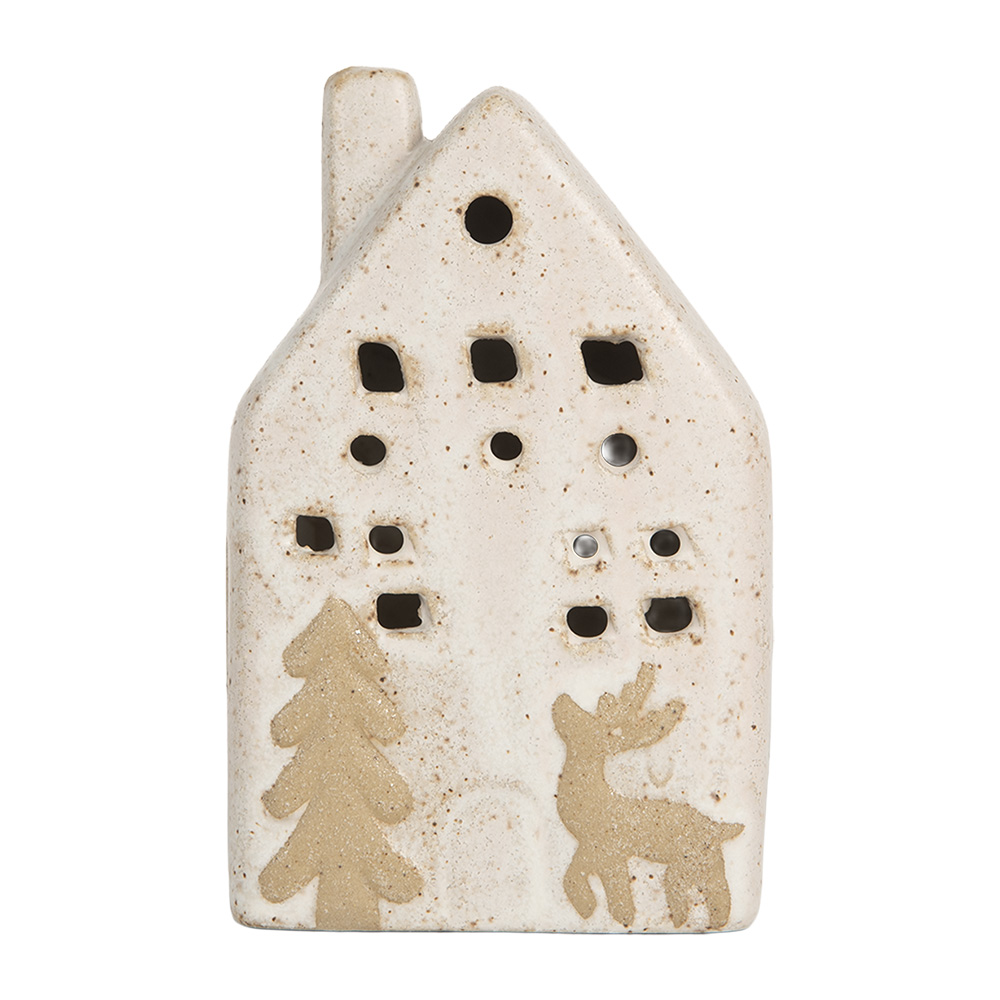 [6CE2175S] Decoratie huisje met LED 6x5x10 cm