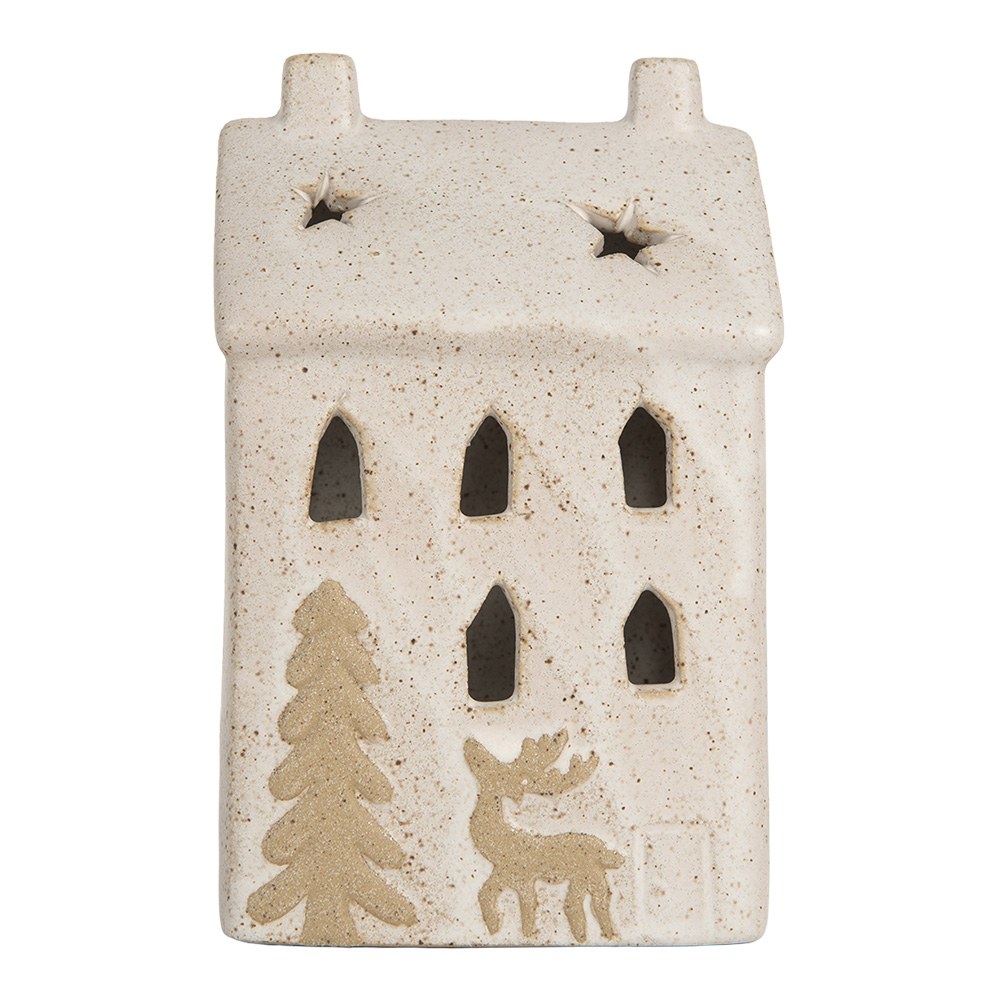 Decoratie huisje met LED 9x7x15 cm