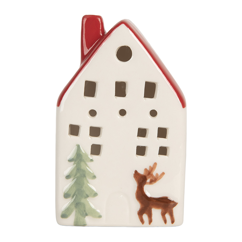 Decoratie huisje met LED 6x5x10 cm