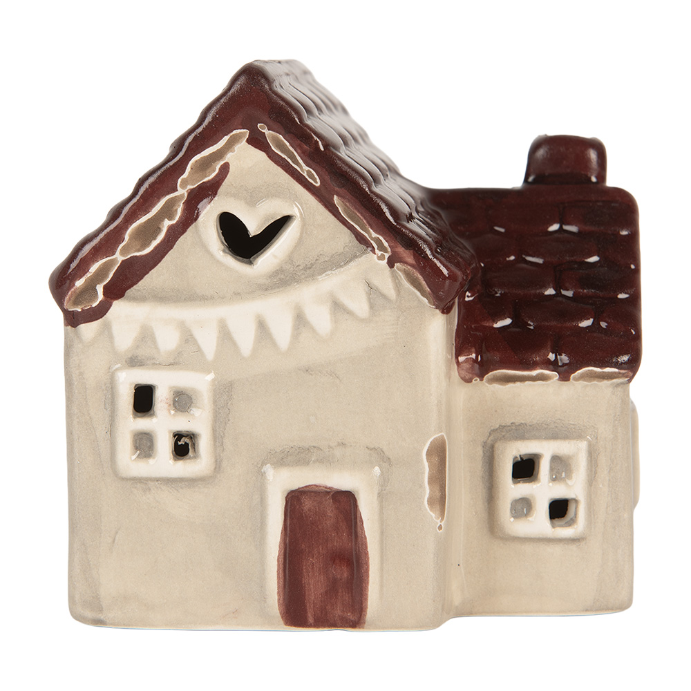 Decoratie huisje met LED 8x6x8 cm