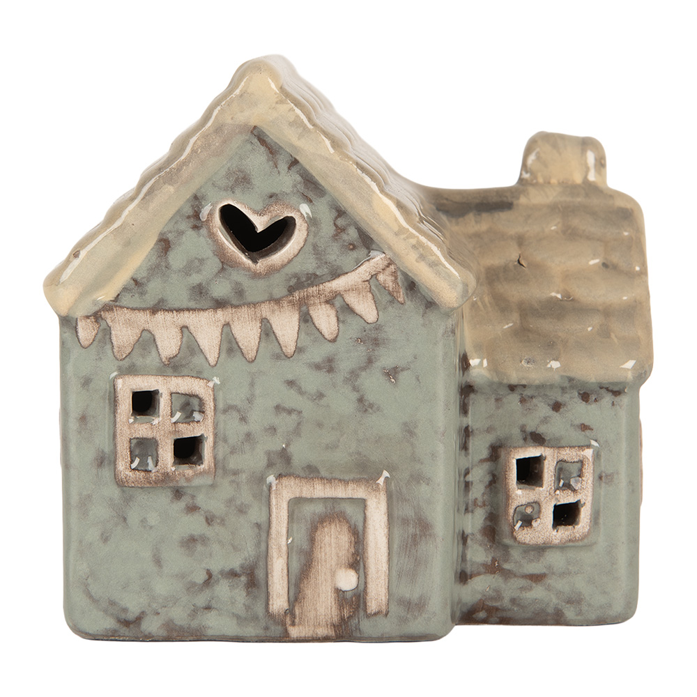 Decoratie huisje met LED 8x6x8 cm