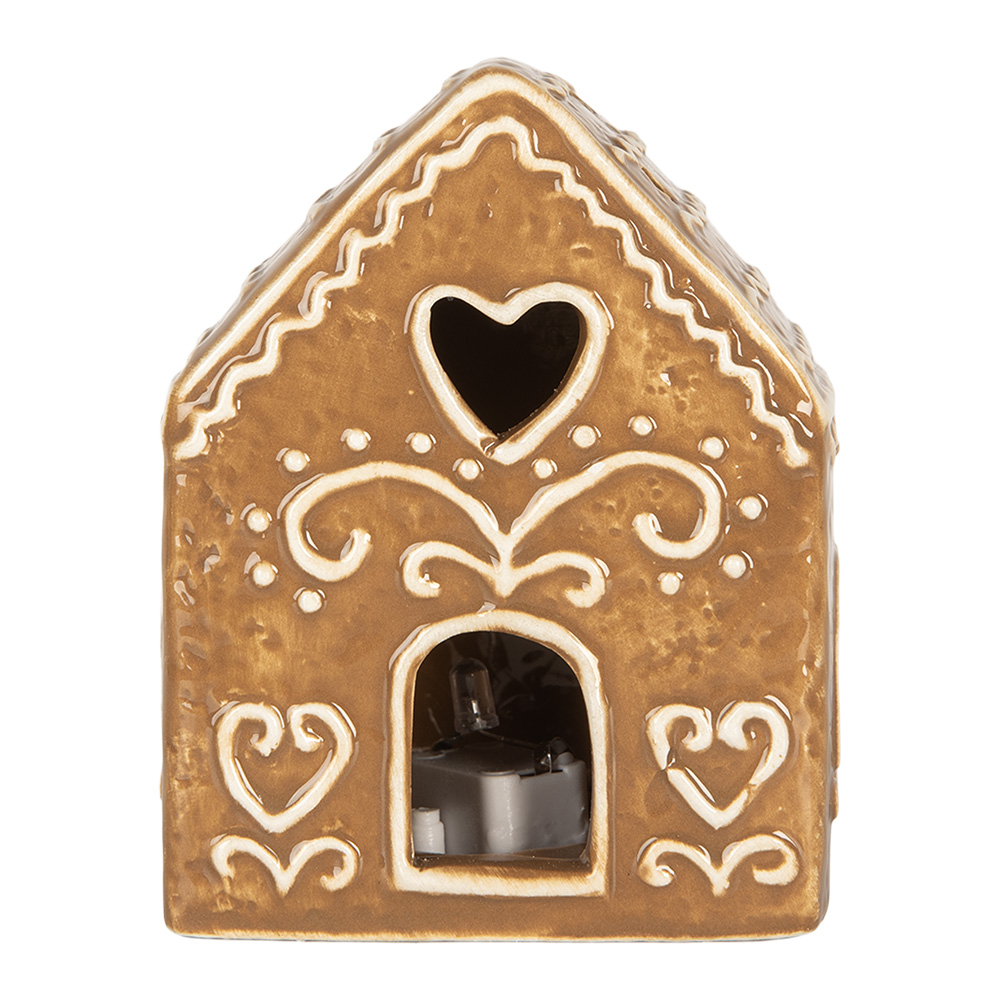 [6CE2330] Decoratie huisje met LED 8x6x10 cm