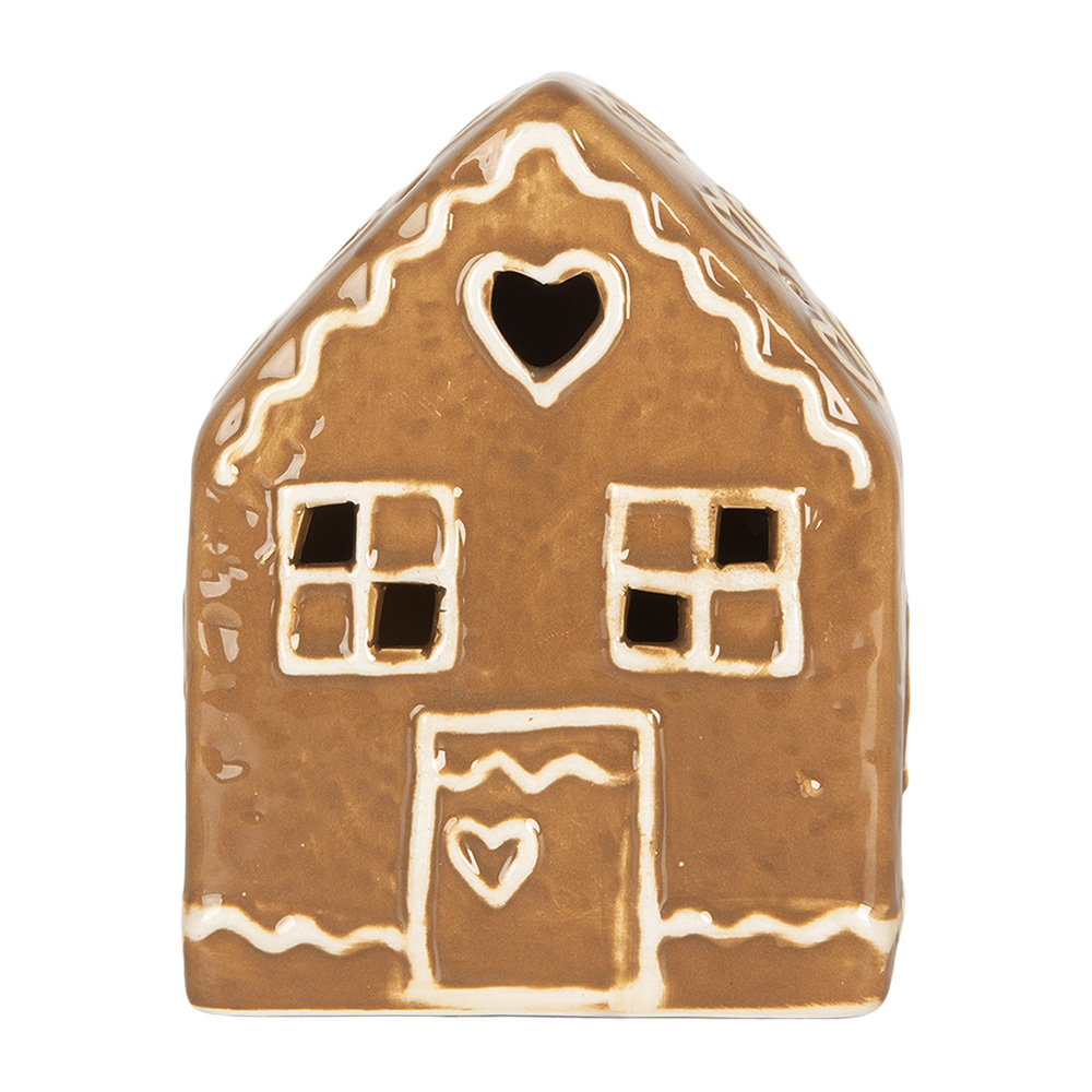 [6CE2337] Decoratie huisje met LED 8x6x10 cm