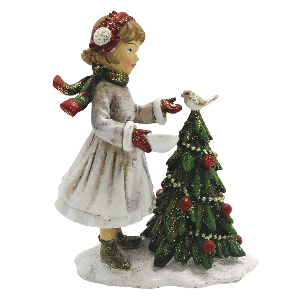 [6PR2786] Decoratie kind met kerstboom 9x5x12 cm
