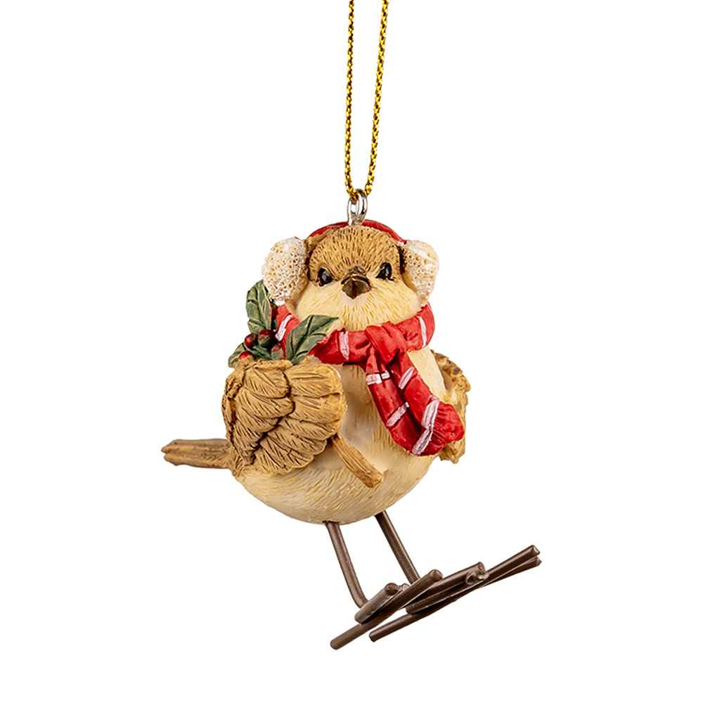 [6PR2797GG] Decoratie hanger vogel 5x3x7 cm