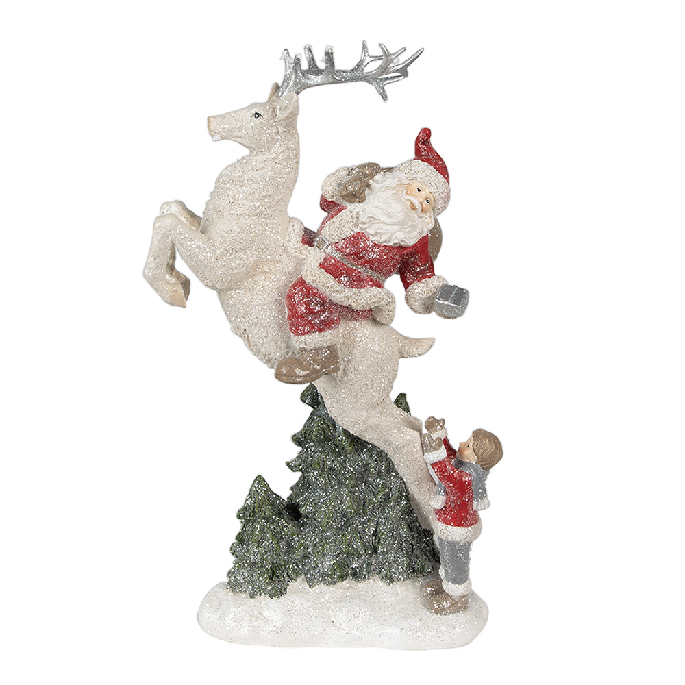 [6PR3956] Kerstman op rendier 19x10x33 cm