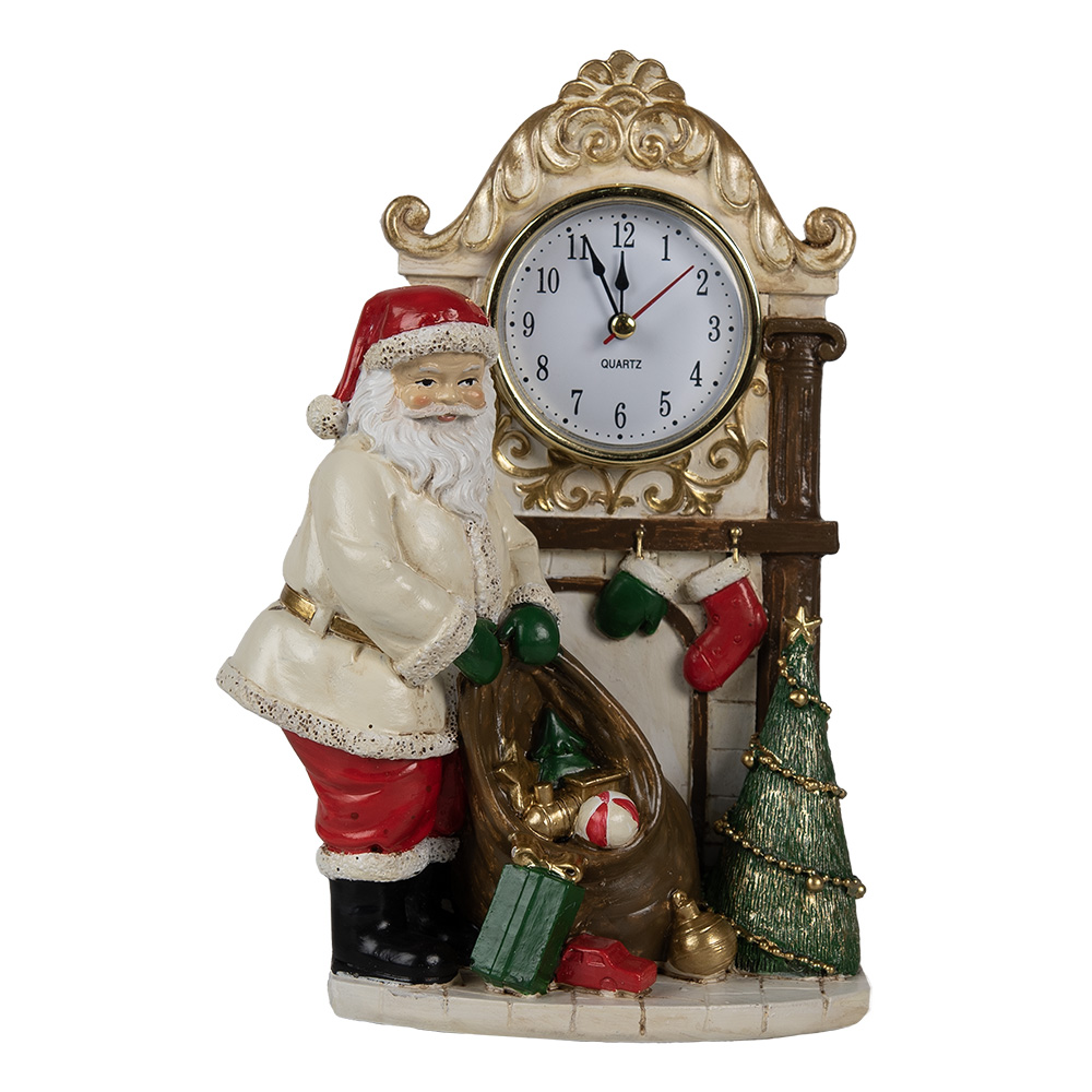 Decoratie Kerstman met klok 15x7x22 cm