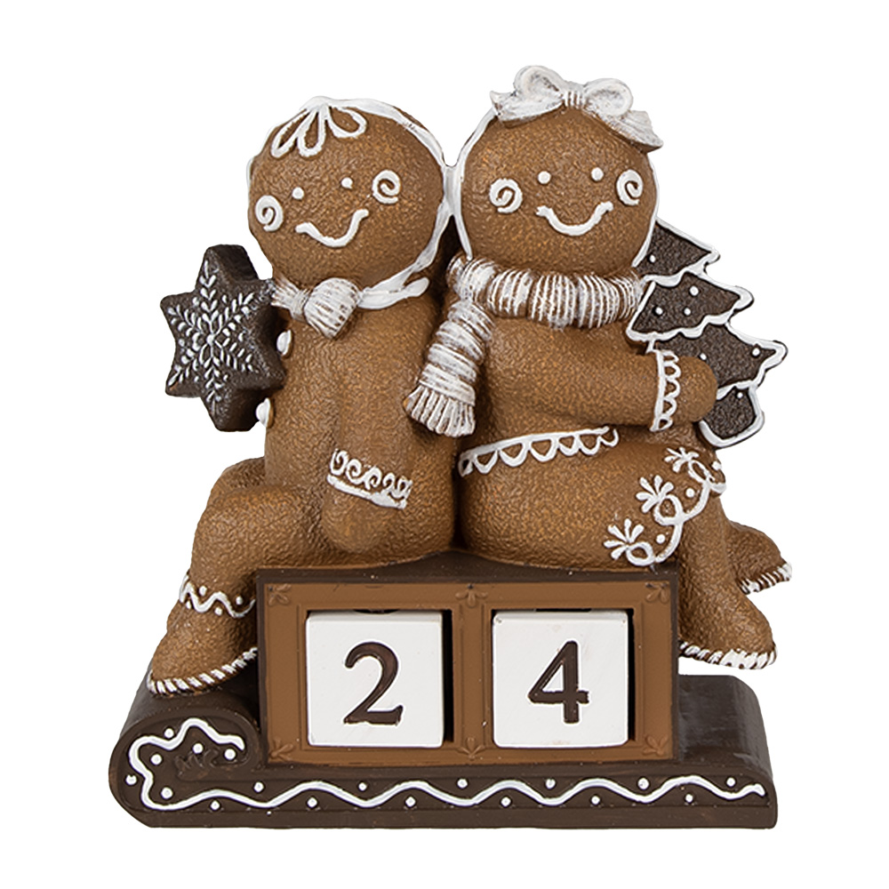 [6PR4311] Decoratie peperkoekpoppen met kalender 11x4x13 cm