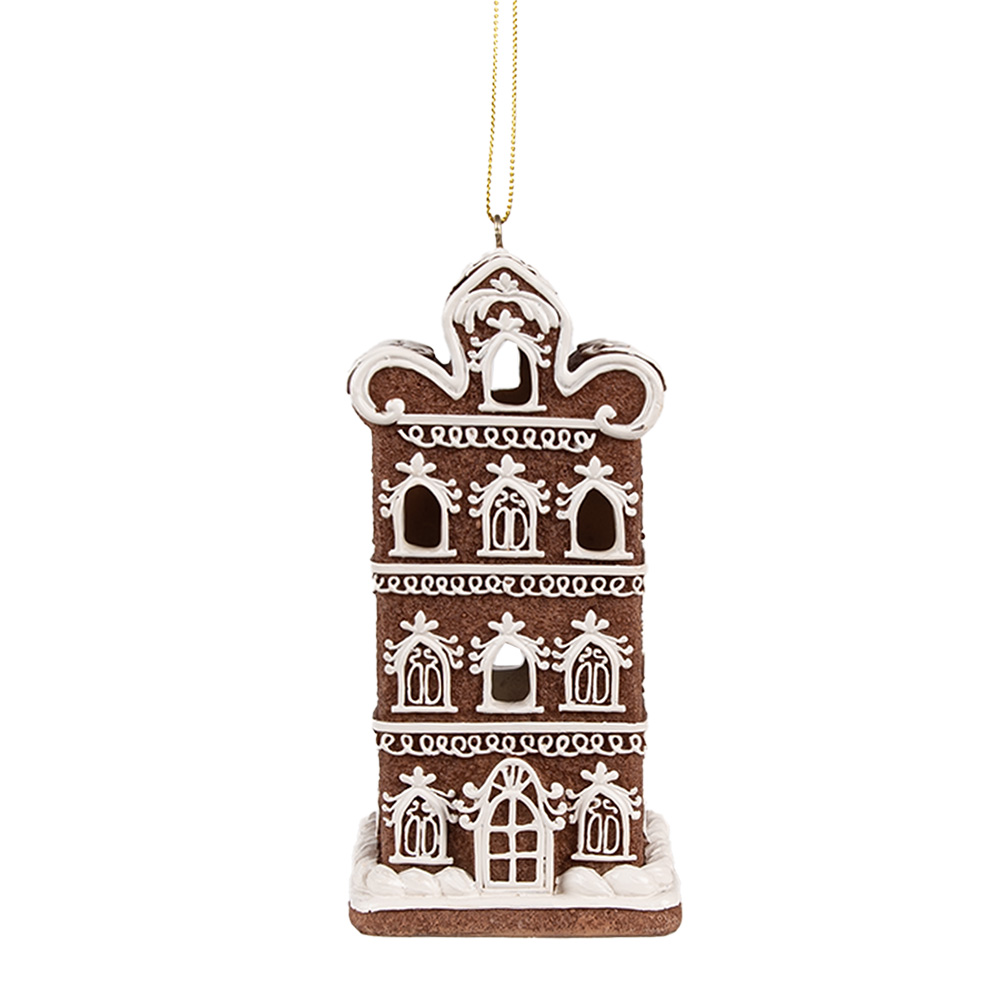 [6PR4360] Decoratie hanger huisje met LED 6x6x12 cm