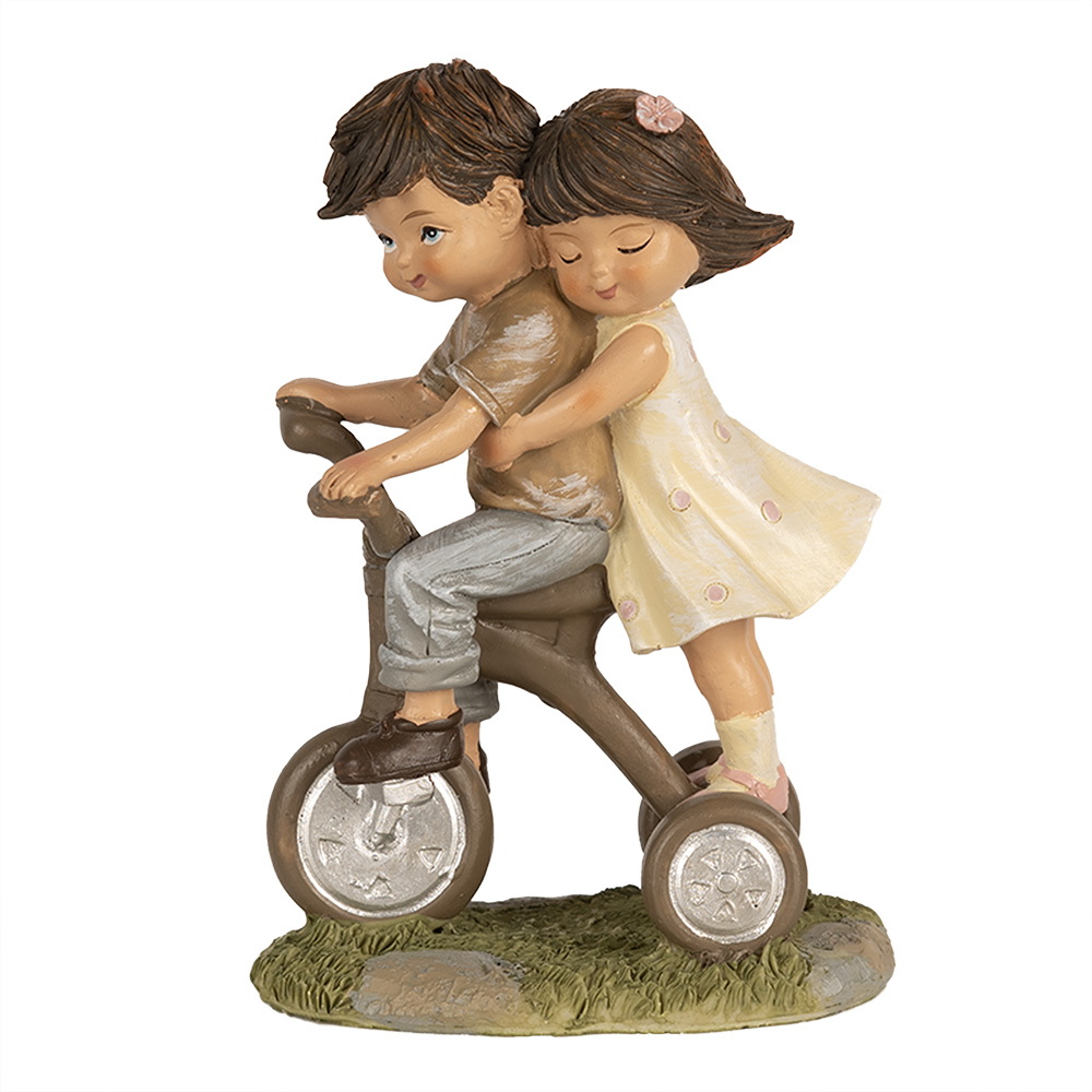 Decoratie kinderen op fiets 10x6x14 cm