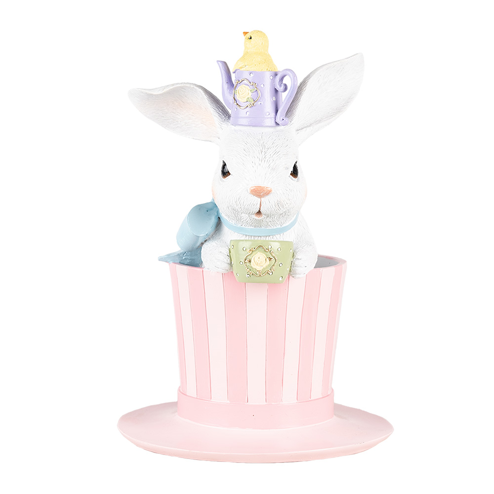 [6PR5221] Decoratie konijn op hoed Ø 18x26 cm