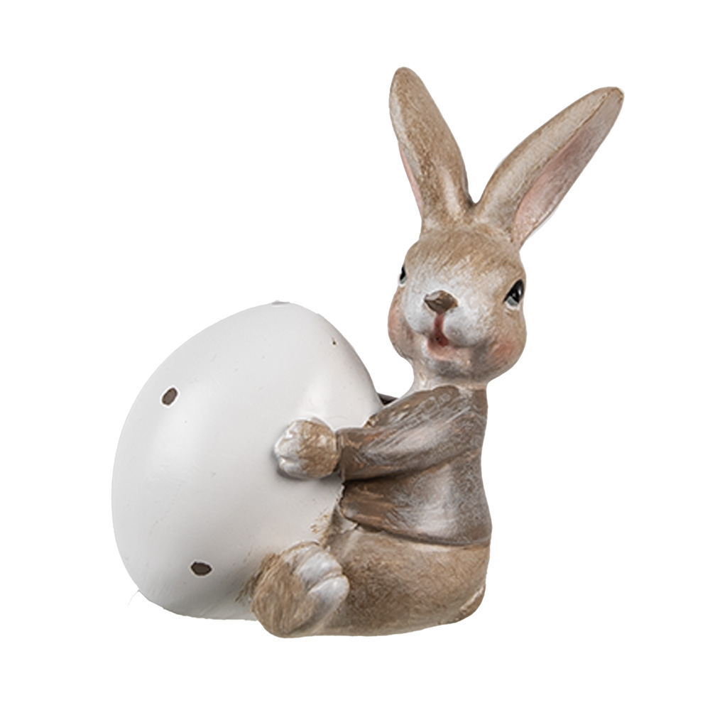 Decoratie konijn met ei 5x4x8 cm