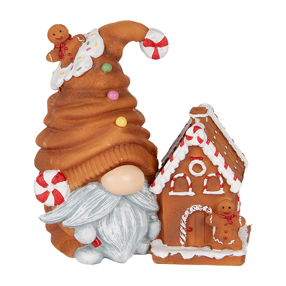 Decoratie kabouter met huisje en LED 14x9x15 cm