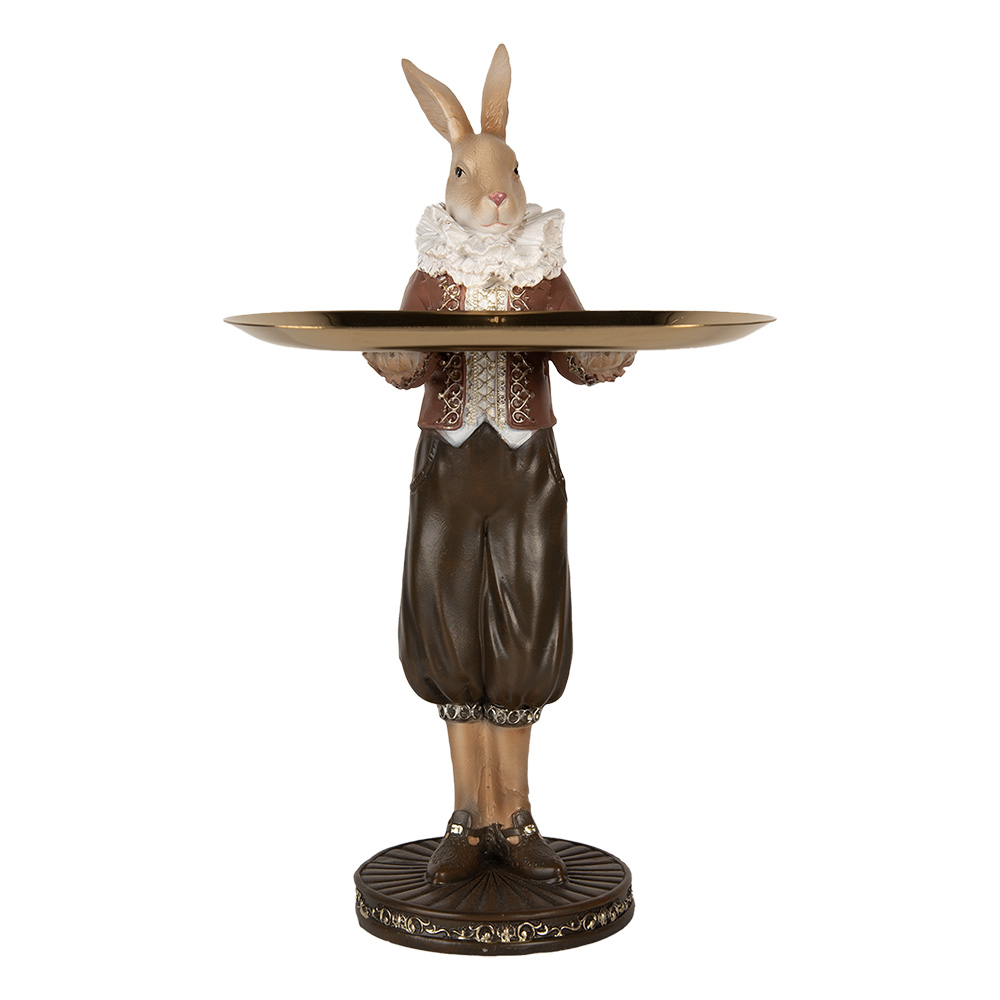 Decoratie konijn met schaal 13x10x28 cm
