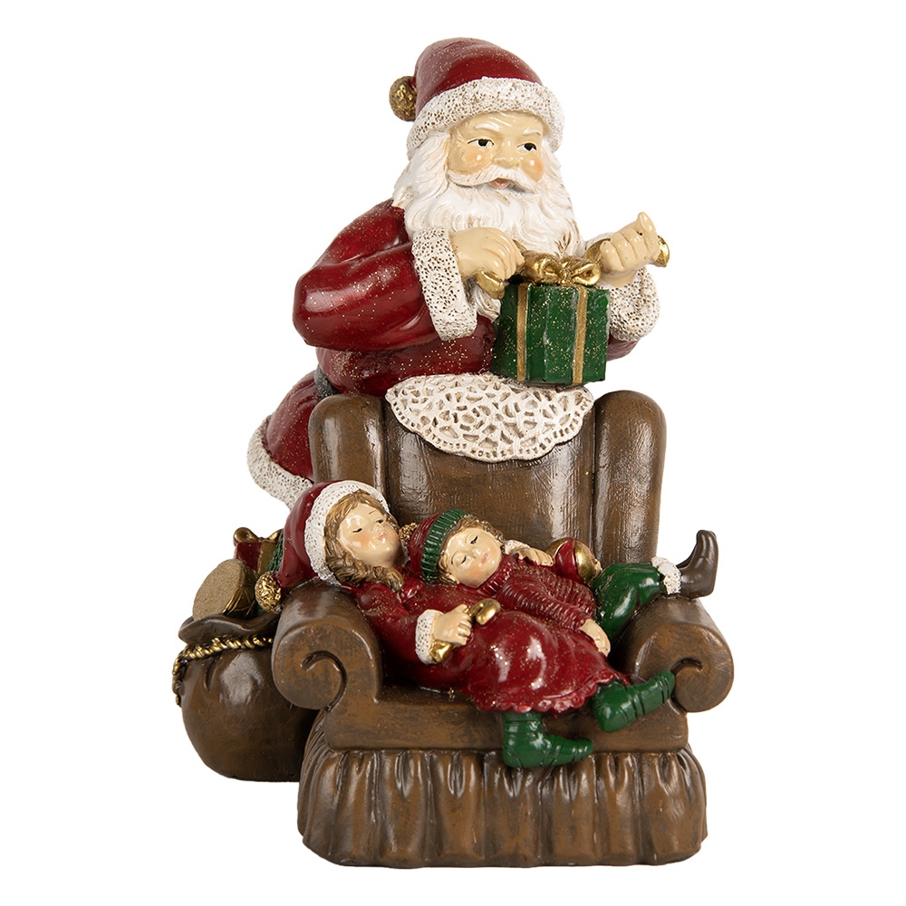 Decoratie kerstman met kinderen 17x13x18 cm
