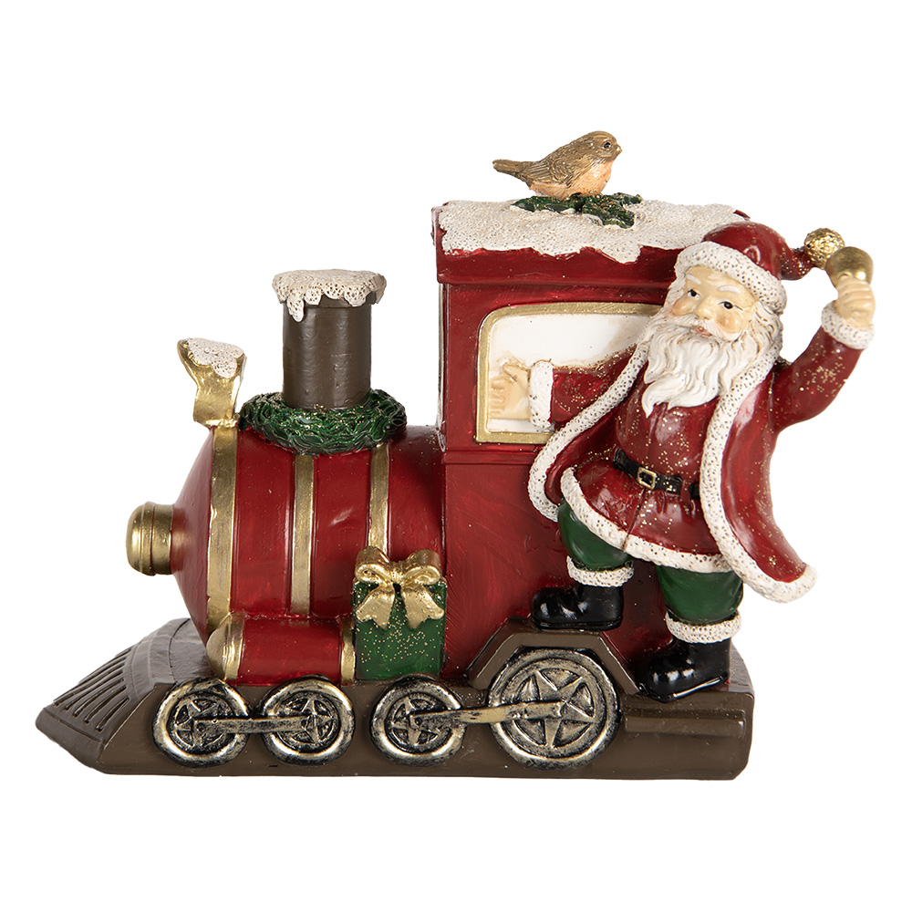 [6PR5669] Decoratie kerstman met locomotief 16x10x13 cm