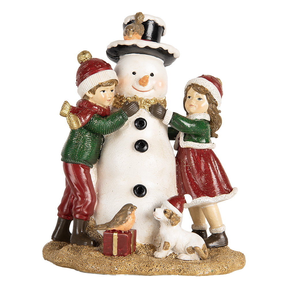 [6PR5679] Decoratie kinderen met sneeuwman 13x10x16 cm
