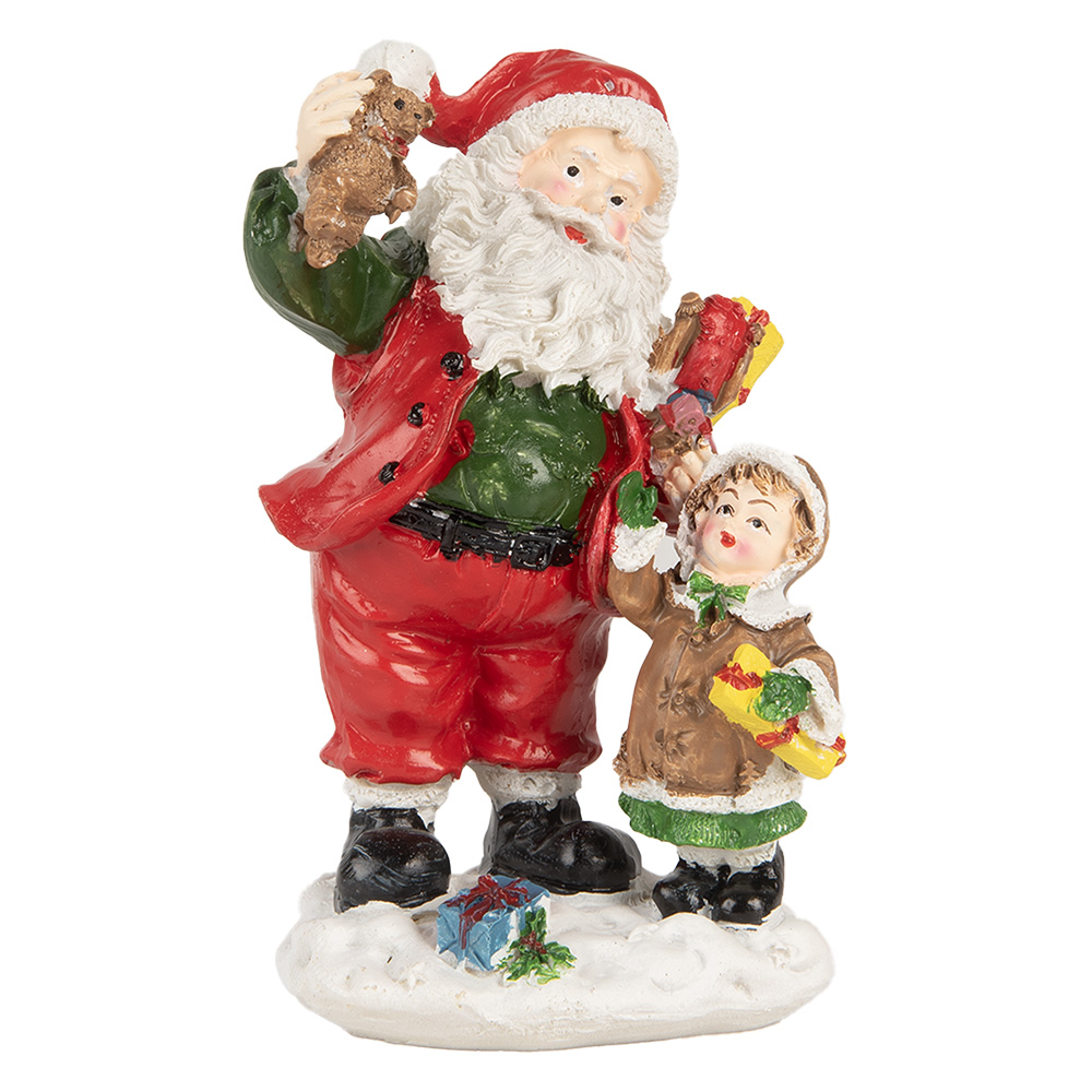 Decoratie kerstman met kind 8x6x13 cm