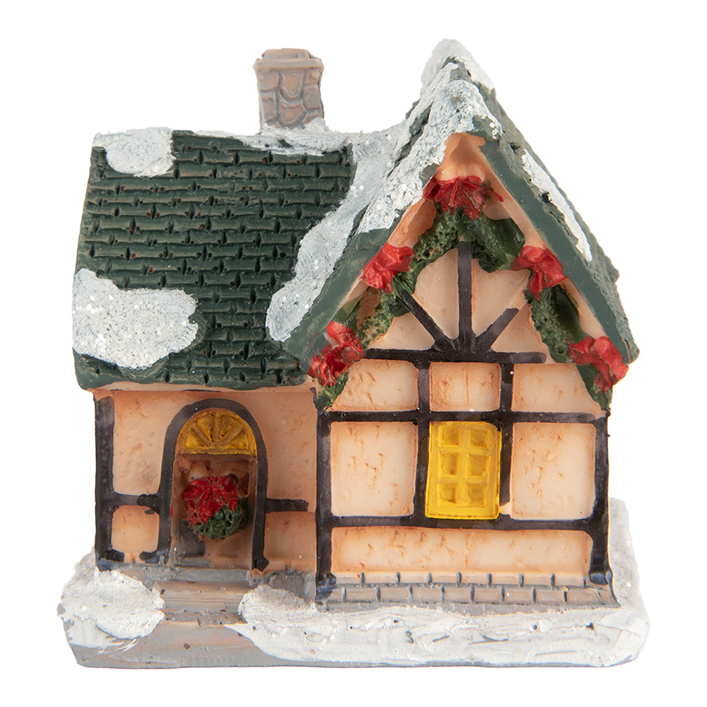 Decoratie huisje met LED 6x5x6 cm