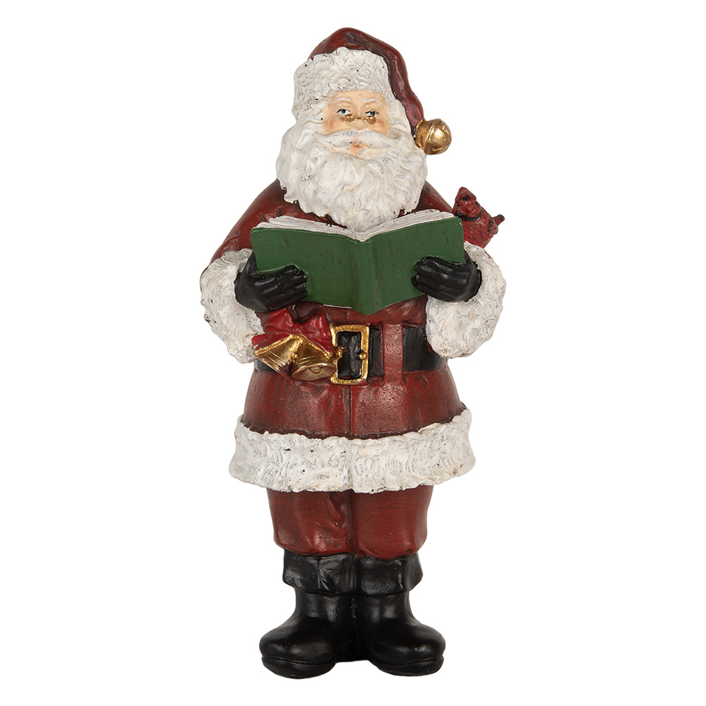 Decoratie kerstman met boek 10x10x21 cm