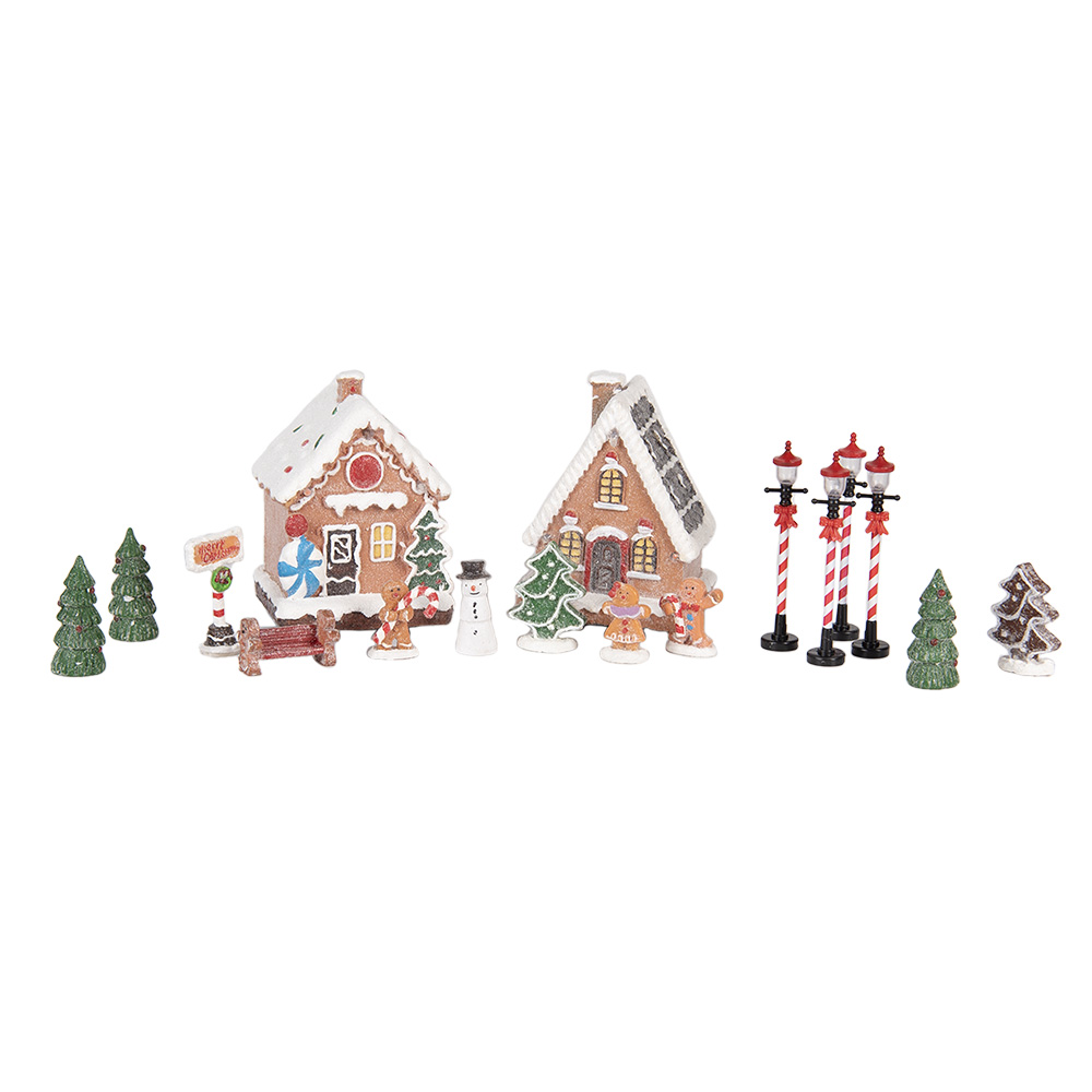 [6PR5868] Decoratie huisjes met LED (set 17) 9x8x13 cm / 2x 2xAAA